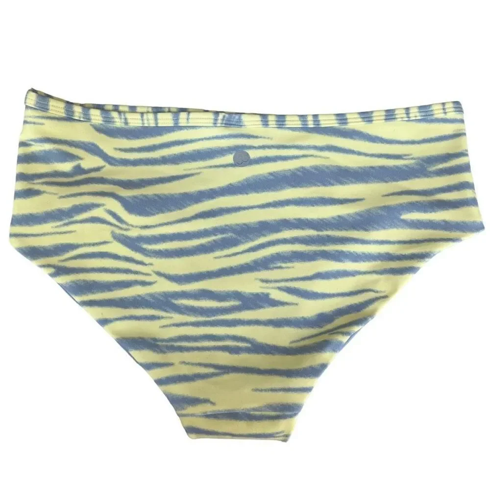 Zella swim Yellow Elfin Sketchy Tiger Reversible Bottom Kids Girls Size 14 NWOT